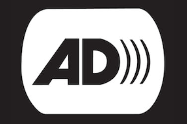 Audio description symbols: black letters AD over white blackground.