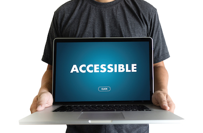The word "accessible" on a laptop screen