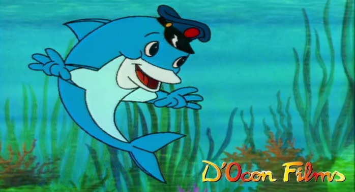 a cartoon dolphin with a hat